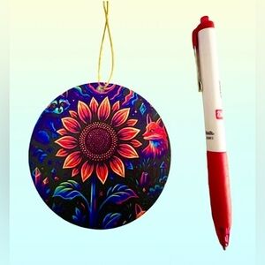 Colorful Sunflower Hanging Ornament Handmade & Designed double Sided ornament
